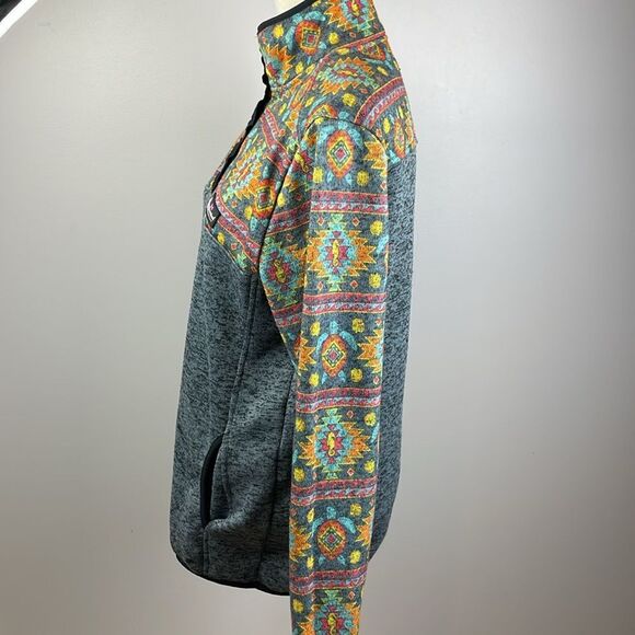 Simply Southern Aztec Pullover Sweatshirt SZ L Unique Warm Quarter Button Top - Picture 9 of 15